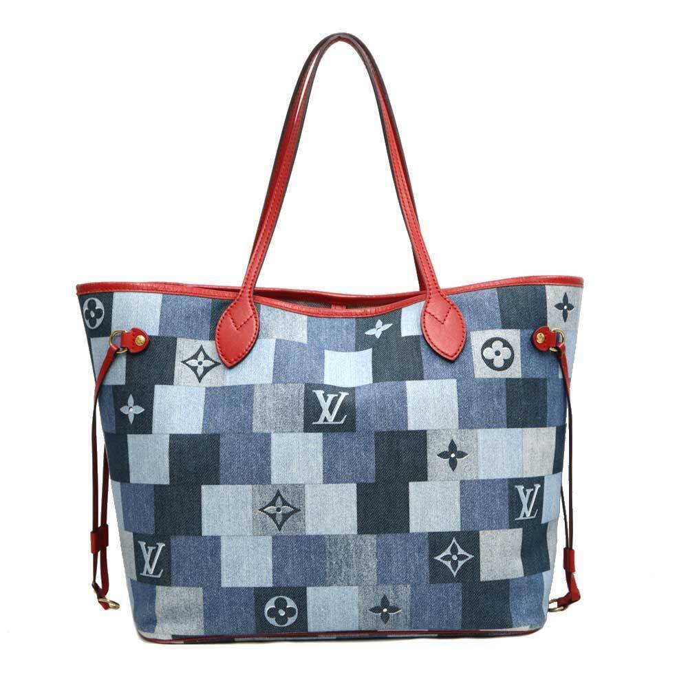 Louis Vuitton Neverfull Tote Bag Leather Blue